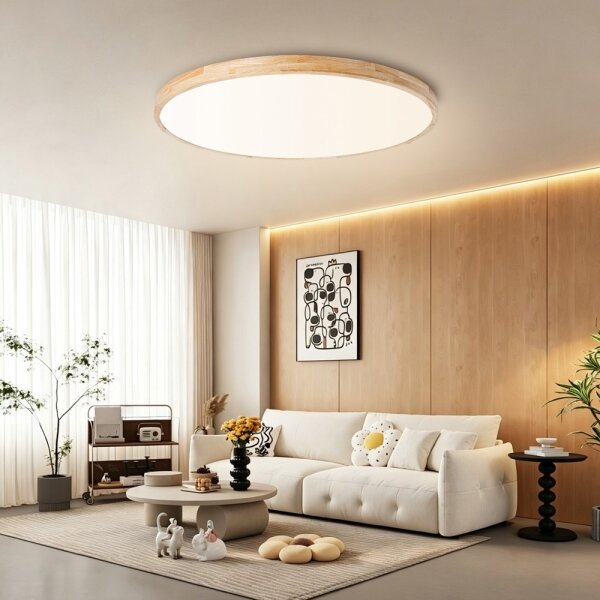 Brilagi - LED димируемо осветително тяло WOODLINE LED/128W/230V 3000-6000K дъб Ø 100 cm + дистанционно управление