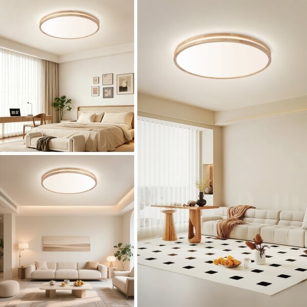 Brilagi - димируемо LED осветително тяло MOLINA LED/100W/230V 3000-6000K дъб Ø 80 см +ДУ