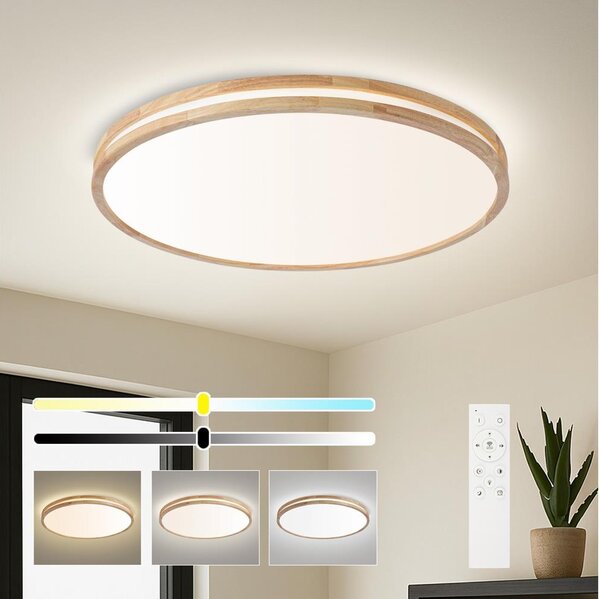 Brilagi - димируемо LED осветително тяло MOLINA LED/100W/230V 3000-6000K дъб Ø 80 см +ДУ