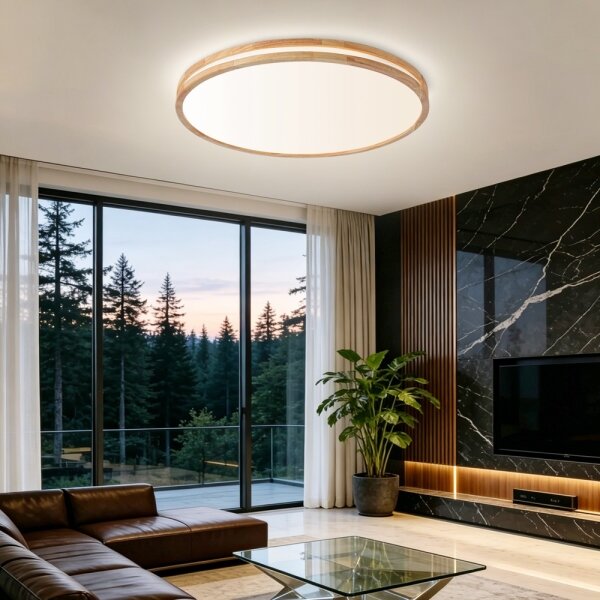 Brilagi - димируемо LED осветително тяло MOLINA LED/100W/230V 3000-6000K дъб Ø 80 см +ДУ