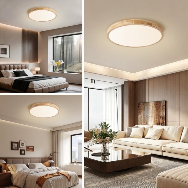 Brilagi - LED димируемо осветително тяло WOODLINE LED/72W/230V 3000-6000K дъб Ø 60 см +ДУ