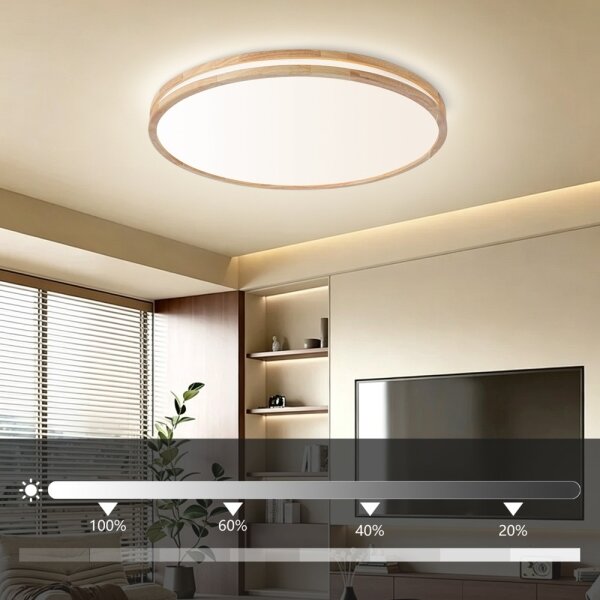 Brilagi - димируемо LED осветително тяло MOLINA LED/100W/230V 3000-6000K дъб Ø 80 см +ДУ
