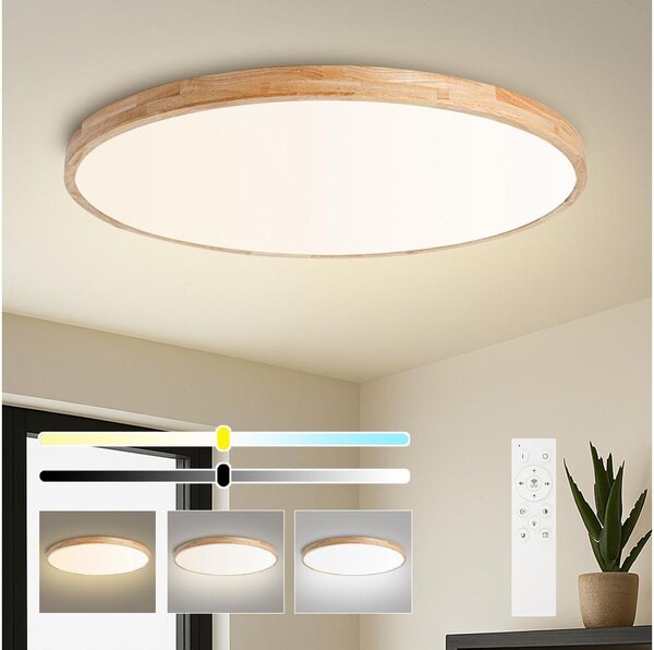 Brilagi - LED димируемо осветително тяло WOODLINE LED/128W/230V 3000-6000K дъб Ø 100 cm + дистанционно управление