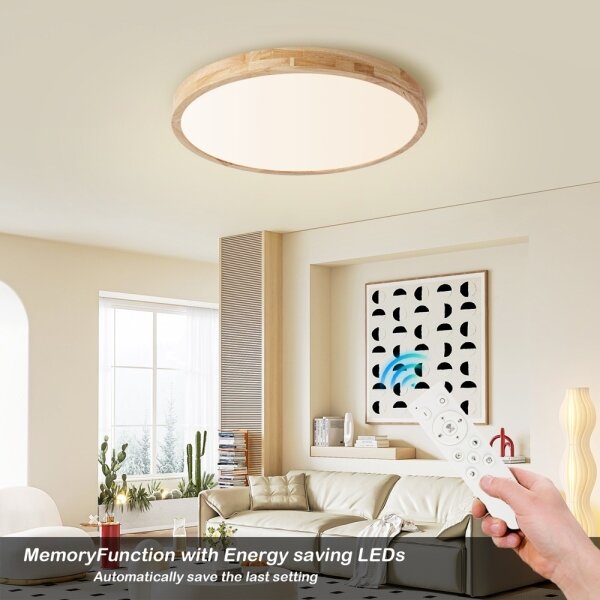 Brilagi - LED димируемо осветително тяло WOODLINE LED/72W/230V 3000-6000K дъб Ø 60 см +ДУ
