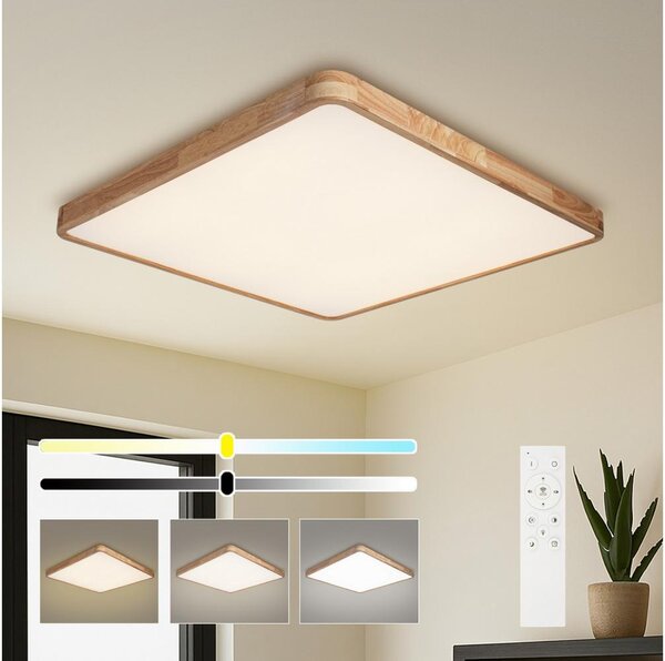 Brilagi - димируемо LED осветително тяло WOODLINE SQUARE LED/100W/230V дъб 80x80 cm + дистанционно управление