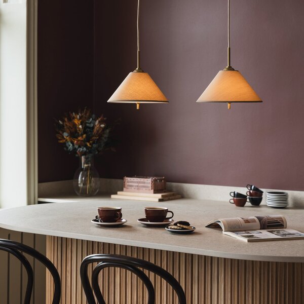 Globen Lighting Висяща лампа IRIS 25, цвят мока, Ø 25 см, Затъмняване, Кафяв / ръждив, Дневна/трапезария, Плат / текстил, Скандинавски