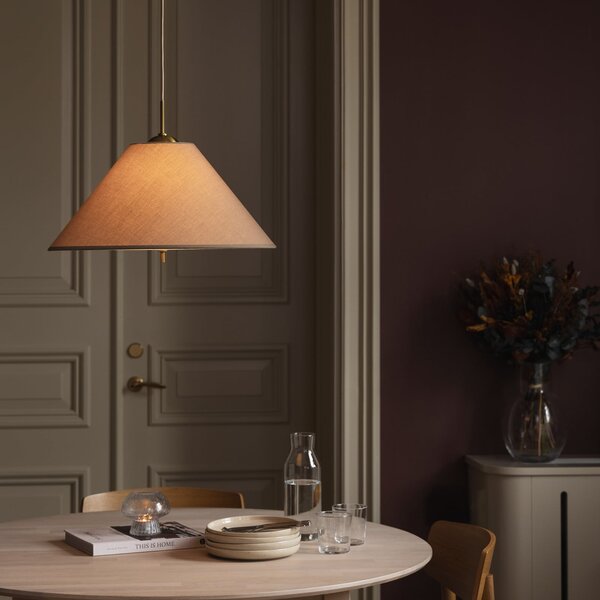 Globen Lighting Висяща лампа IRIS 50, цвят мока, Ø 50 см, Затъмняване, Кафяв / ръждив, Дневна/трапезария, Плат / текстил, Скандинавски