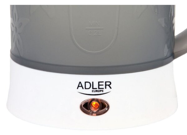 Електрическа кана за туризъм Adler AD 1268, 900W, 600 мл, 2 чаши, Автоматично изключване, Бял/сив