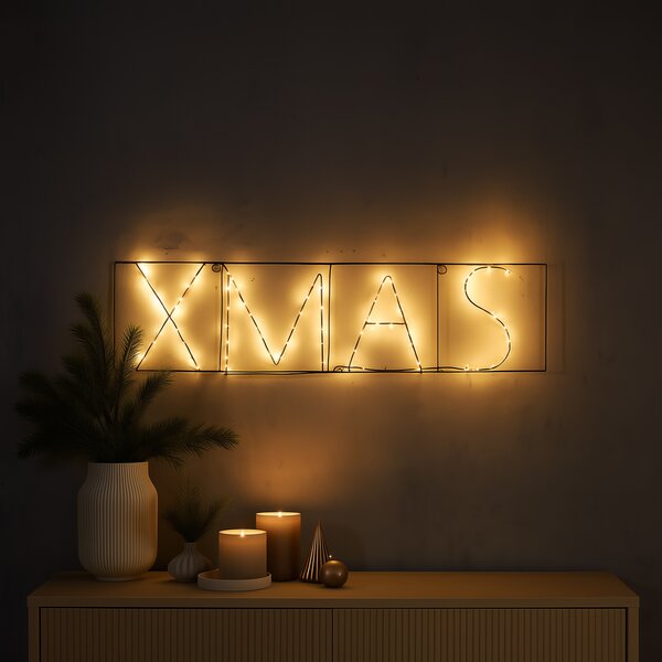 Коледна стенна лампа черна XMAS вкл. LED с таймер IP44 - Yoro