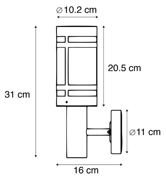 Модерна външна стенна лампа черна IP44 - Gleam