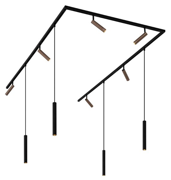 Modern railsysteem met 6 spots en 4 hanglampen brons 1-fase - Slimline Uzzy Keno