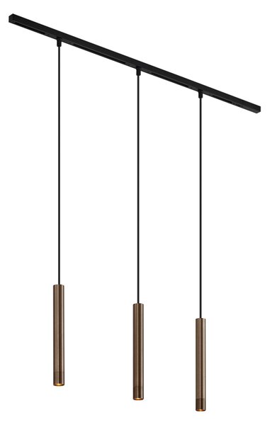 Modern railsysteem met 3 hanglampen brons 1-fase - Slimline Keno