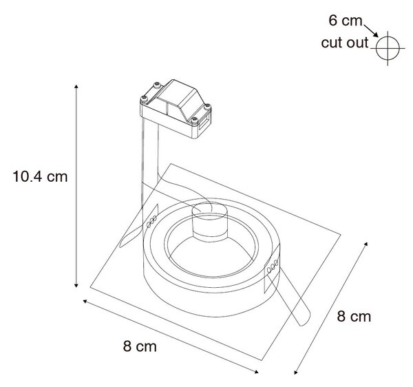 Комплект от 6 вградени прожектора бели квадратни GU10 50mm IP44 - Xena