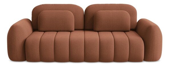 Теракотен разтегателен диван с място за съхранение от букле 266 cm Pele – Makamii