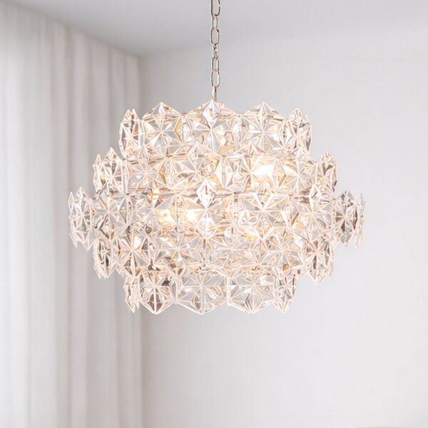 By Rydéns Висяща лампа Monarque Mini Rydéns, хром/прозрачно, акрил, E14, Затъмняване, Прозрачен, Дневна/трапезария, Пластмаса