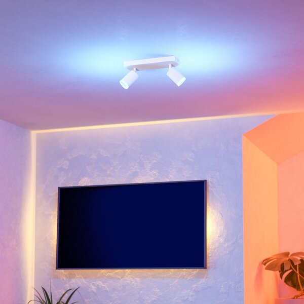 EGLO connect Smart LED спот Melitello-Z, 2-ф, бял, Затъмняване, Бял, Дневна/трапезария, Алуминий, Модерен