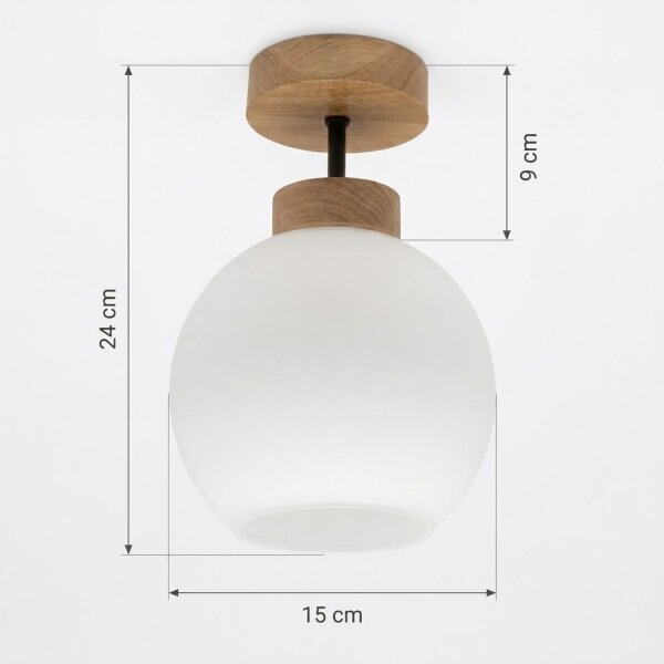 BRILAGI - LED плафон RETRO GLASS 1xE27/60W/230V Ø 15 см дъб/бял