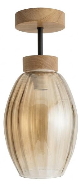 BRILAGI - LED плафон R GLASS 1xE27/60W/230V Ø 17 см дъб/опушено бежово