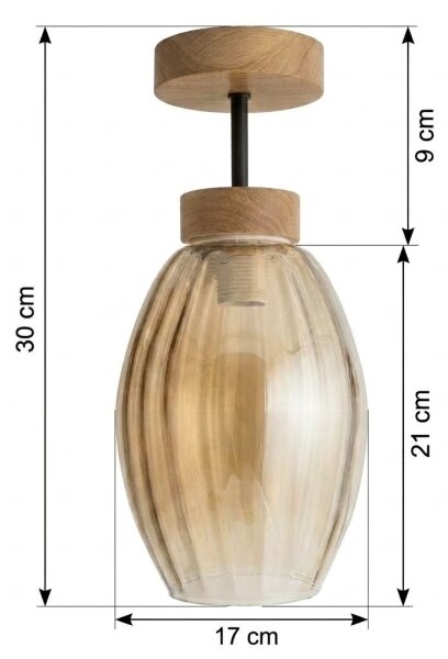 BRILAGI - LED плафон R GLASS 1xE27/60W/230V Ø 17 см дъб/опушено бежово
