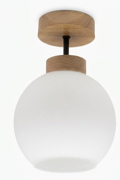 BRILAGI - LED плафон RETRO GLASS 1xE27/60W/230V Ø 15 см дъб/бял
