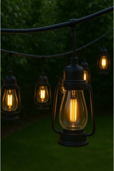 Външен декоративен гирлянд GIRLANDA, 10× LED, 10 m, IP44, топла бяла светлина