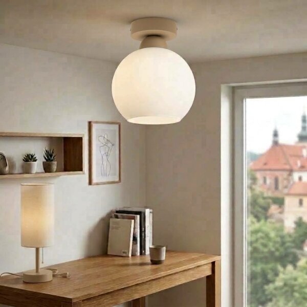 BRILAGI - LED таванно осветително тяло RETRO GLASS 1xE27/60W/230V Ø 15 см бежово/бяло