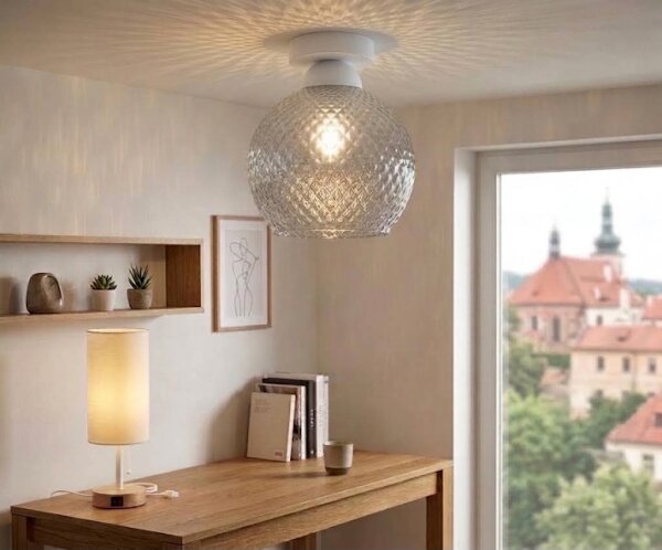BRILAGI - LED таванно осветително тяло R GLASS 1xE27/60W/230V Ø 25 см бял/димно сив