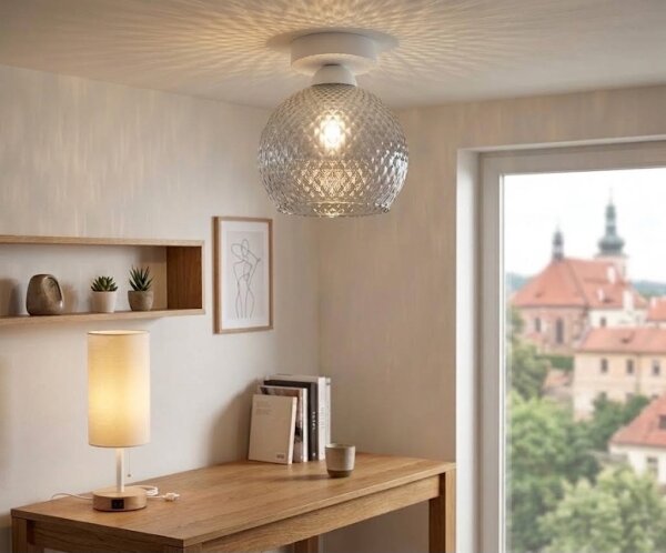 BRILAGI - LED таванно осветително тяло R GLASS 1xE27/60W/230V Ø 18 см бяло/димно сиво