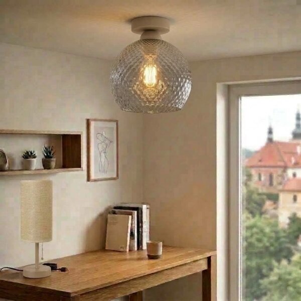 BRILAGI - LED таванно осветително тяло R GLASS 1xE27/60W/230V Ø 25 см бежово/опушено сиво