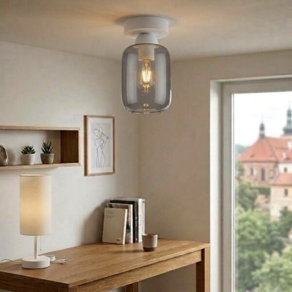 BRILAGI - LED Таванно осветително тяло R GLASS 1xE27/60W/230V Ø 14 cm бял/димно сив