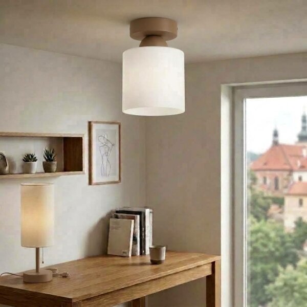 BRILAGI - LED таванно осветително тяло RETRO GLASS 1xE27/60W/230V Ø 10 см бежово/бяло