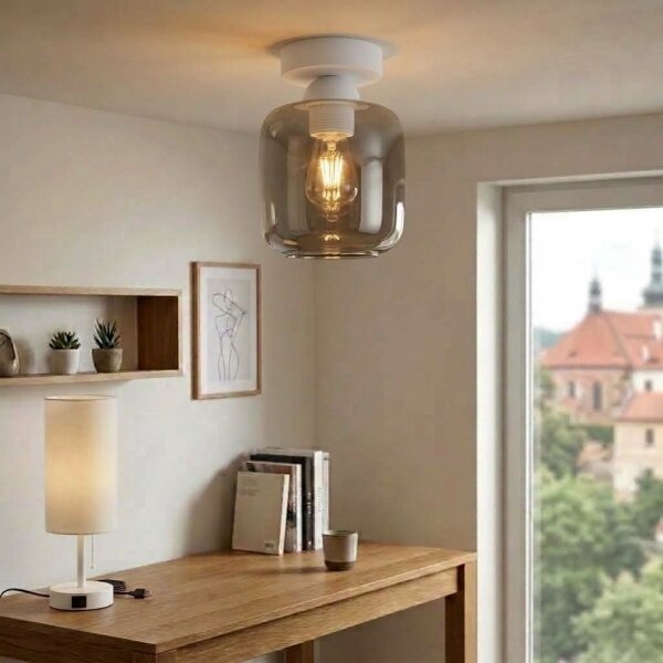 BRILAGI - LED таванно осветително тяло R GLASS 1xE27/60W/230V диам. 14 см бял/димчено сив