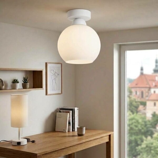 BRILAGI - LED таванно осветително тяло RETRO GLASS 1xE27/60W/230V Ø 15 см бяло