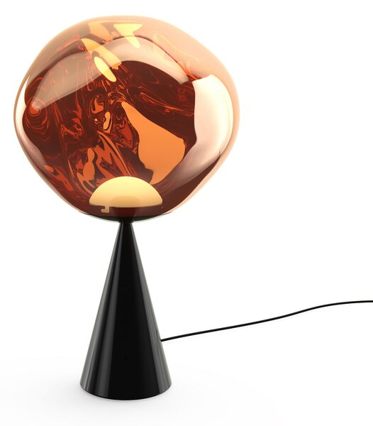 Tom Dixon LED настолна лампа Melt Cone Fat, дим/черно, 47 см, Затъмняване, Сив, Дневна/трапезария, Метал, Дизайн