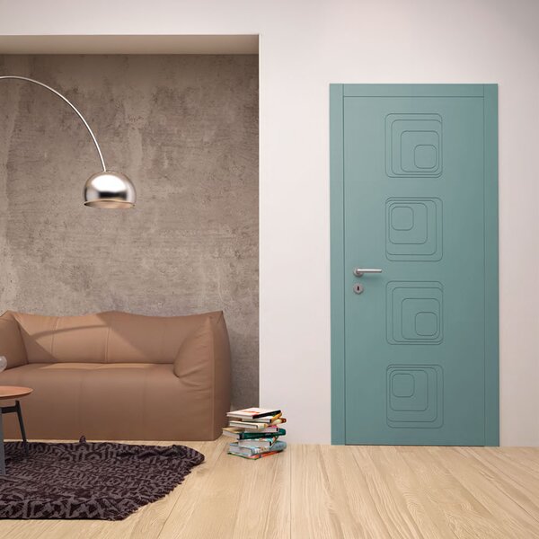 Интериорна врата с каса EKASA INCONTRI IN-RING 100x240х12 см, панти, магнитна брава, дърво, синя лагуна