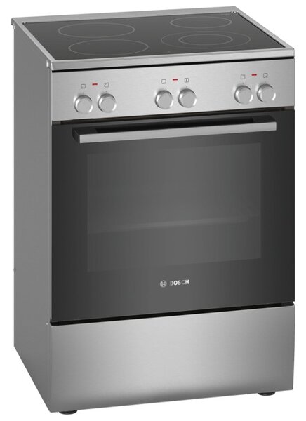 Готварска печка Bosch HKA090150, 66л. обем, стъклокерамичен готварски плот с 4 нагревателни зони, 7 начина на нагряване, 3D HotAir, инокс