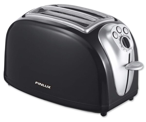 Тостер Finlux FTB-15P, таймер, настройка за размразяване, тавичка за трохи, 700W, черен