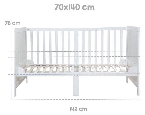 Бяло детско креватче 70x140 cm с регулируема височина Easy Sleep – Roba