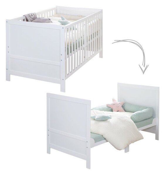 Бяло детско креватче 70x140 cm с регулируема височина Easy Sleep – Roba