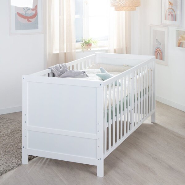 Бяло детско креватче 70x140 cm с регулируема височина Easy Sleep – Roba
