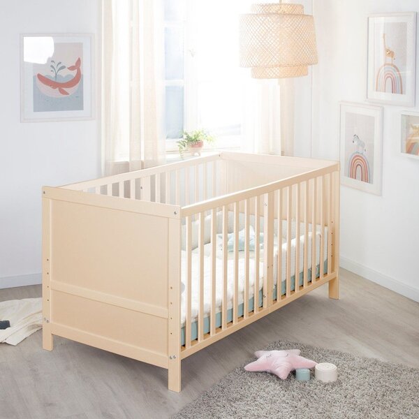 Детско креватче 70x140 cm с регулируема височина в естествен цвят Easy Sleep – Roba