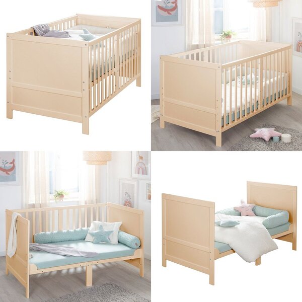 Детско креватче 70x140 cm с регулируема височина в естествен цвят Easy Sleep – Roba