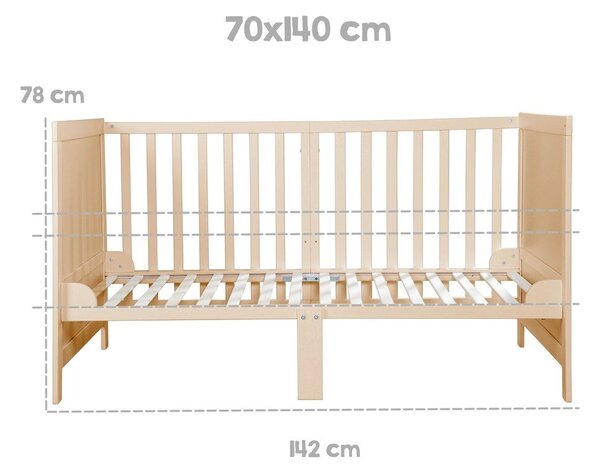 Детско креватче 70x140 cm с регулируема височина в естествен цвят Easy Sleep – Roba