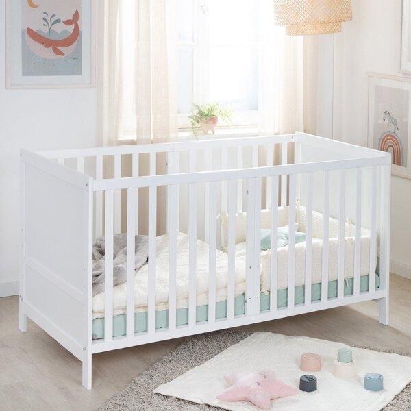 Бяло детско креватче 70x140 cm с регулируема височина Easy Sleep – Roba