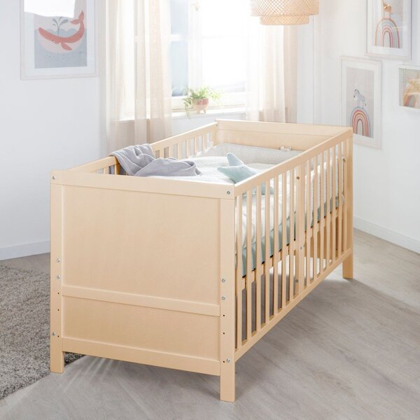 Детско креватче 70x140 cm с регулируема височина в естествен цвят Easy Sleep – Roba