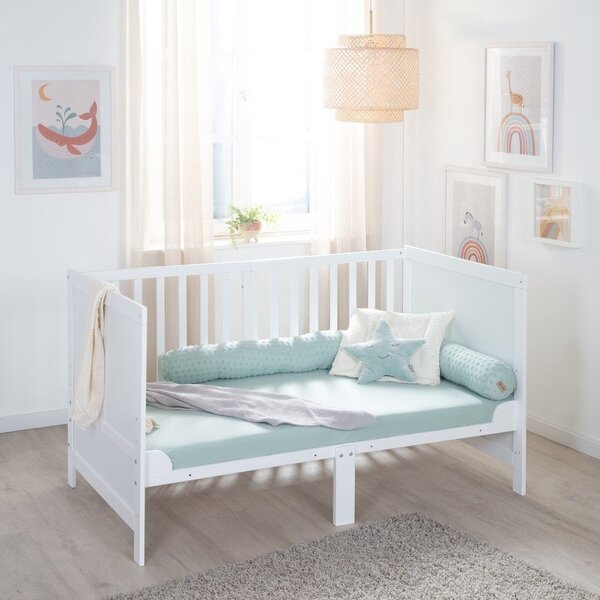 Бяло детско креватче 70x140 cm с регулируема височина Easy Sleep – Roba