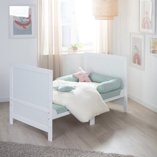 Бяло детско креватче 70x140 cm с регулируема височина Easy Sleep – Roba