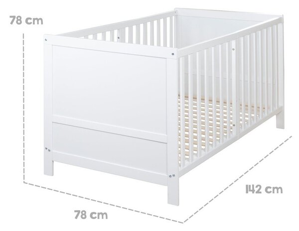 Бяло детско креватче 70x140 cm с регулируема височина Easy Sleep – Roba