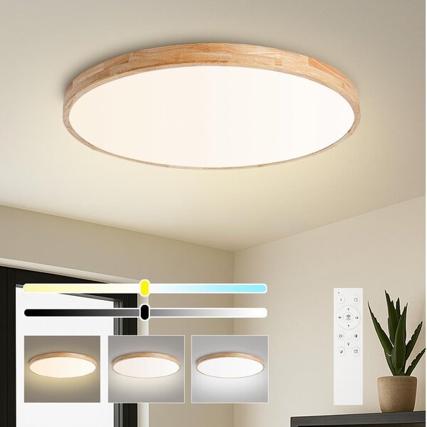 Brilagi - Димируемо LED осветително тяло WOODLINE LED/100W/230V 3000-6000K дъб Ø 80 см + дистанционно управление