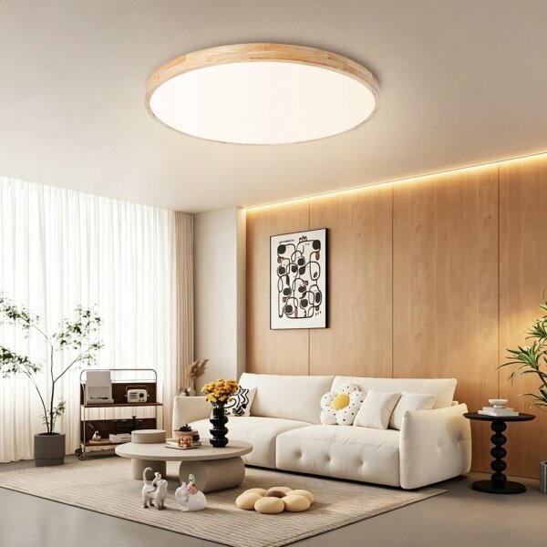 Brilagi - Димируемо LED осветително тяло WOODLINE LED/100W/230V 3000-6000K дъб Ø 80 см + дистанционно управление